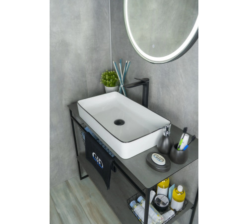 Раковина накладная Gid Nc9399 52225 белая / черная 60x34x11