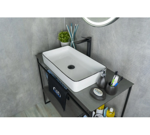 Раковина накладная Gid Nc9399 52225 белая / черная 60x34x11