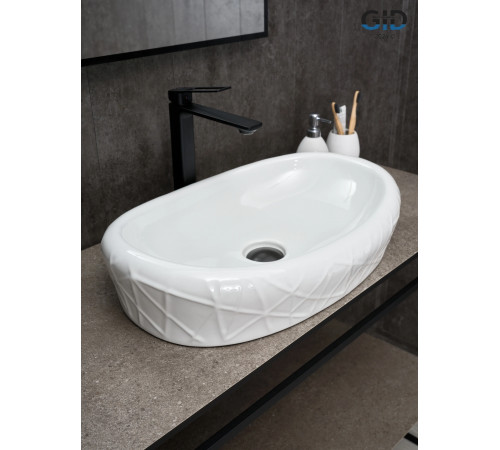 Раковина накладная Gid 777s 51222 белая 60x39x13.5