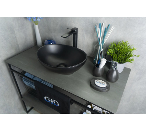 Раковина накладная Gid Nc901 52223 черная матовая 41x34x15