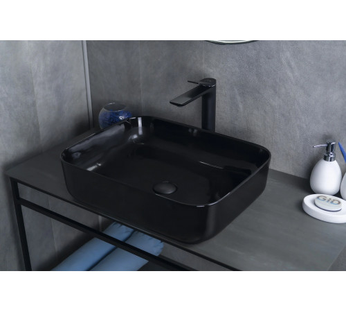 Раковина накладная Gid BL1304 53351 черная глянцевая 50x39x13
