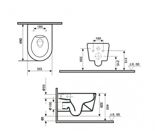 Подвесной унитаз GID Tornado Tr2196TFX 62263Y белый 49x35.5x34