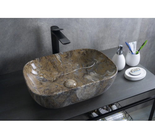 Раковина накладная Gid Mnc333T 54474 под камень глянцевый 46x32.5x13.5