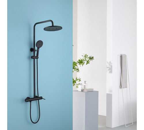 Стойка для душа ABBER Emotion AF8816BL с изливом, черный матовый