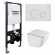 Унитаз подвесной ABBER Rechteck AC1220TC белый, с закрытым дном с инсталляцией AC0105 и кнопкой AC0121MW белая матовая