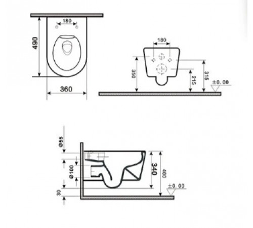 Подвесной унитаз GID Tornado Tr2133TF 62262Y белый 49x36x34