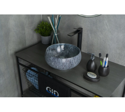 Раковина накладная Gid Mnc481 54433 под камень глянцевая 32x32x15.5