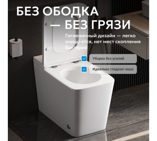 Приставной унитаз Abber Rechteck AC1213P белый с импульсным смывом