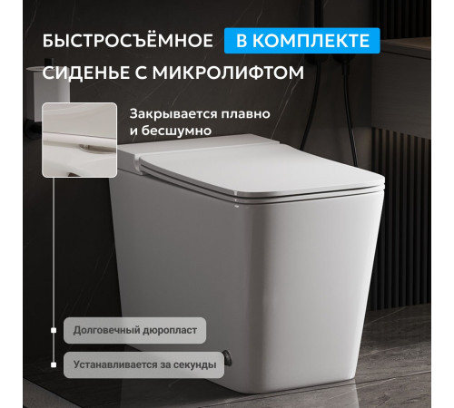 Приставной унитаз Abber Rechteck AC1213P белый с импульсным смывом