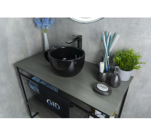Раковина накладная Gid Nc9077 52230 черная глянцевая 40x30x18