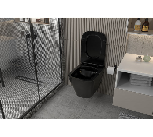 Подвесной унитаз ABBER Rechteck AC1201MB черный матовый, безободковый