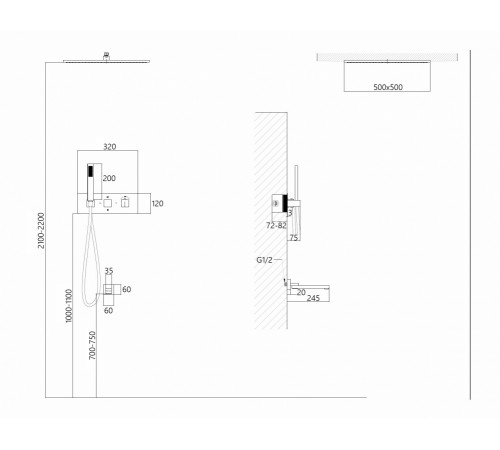 Система для душа ABBER Daheim AF8254W с изливом, термостат, белая матовая