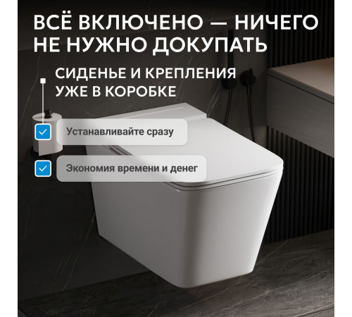 Подвесной унитаз ABBER Rechteck AC1202P белый с импульсным смывом