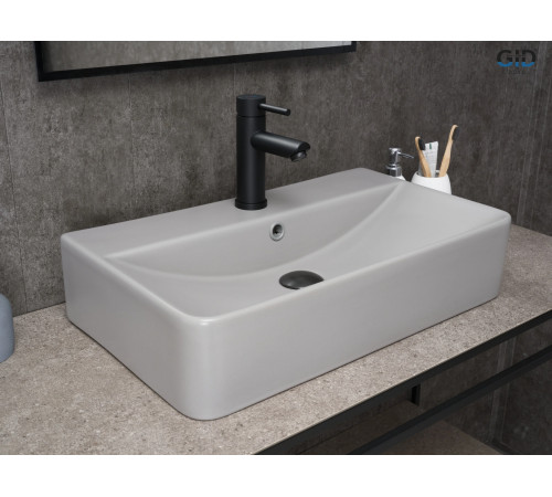 Раковина накладная Gid Gm1344 52236 серая матовая 61x35.5x14