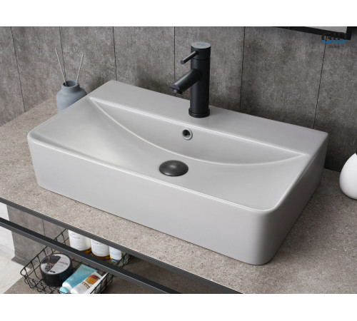 Раковина накладная Gid Gm1344 52236 серая матовая 61x35.5x14