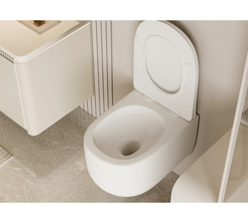 Подвесной унитаз ABBER Bequem AC1104TMW белый матовый, безободковый, смыв торнадо