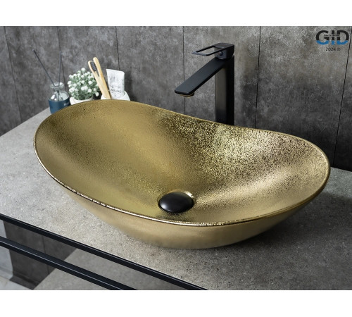 Раковина накладная Gid Gd9811 53340 золотая 61x37x15