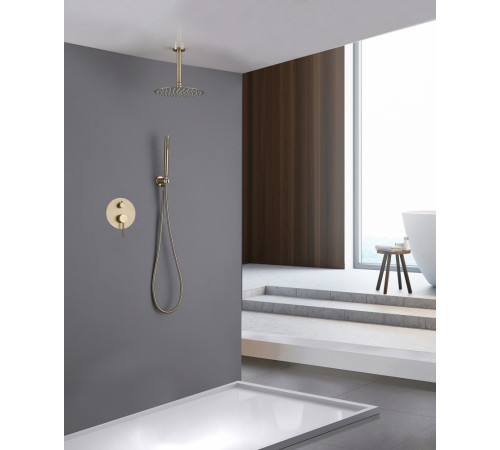 Система для душа ABBER Emotion AF8821G без излива, золото матовое