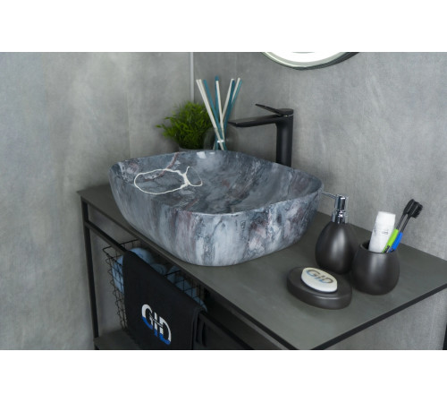 Раковина накладная Gid K397G124 54401 под камень глянцевая 50x40x14
