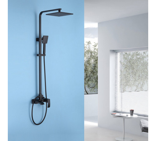 Стойка для душа ABBER Wasserfall AF8616BL с изливом, черный матовый