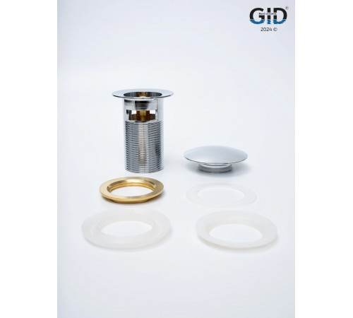 Клапан донный GID  с переливом Ch100-1 73303K хром 7x7x10