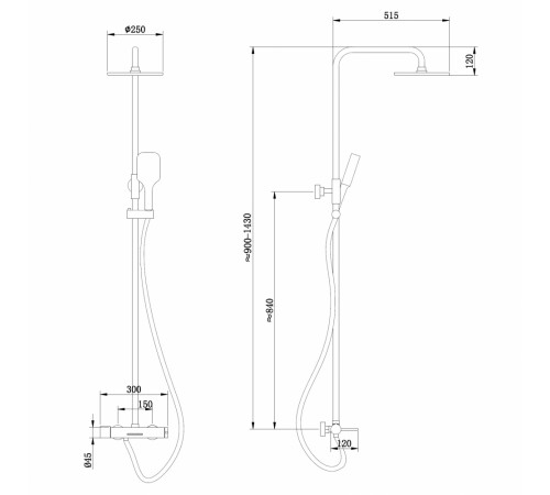 Стойка для душа ABBER Emotion AF8816L с изливом, хром