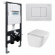 Унитаз подвесной ABBER Rechteck AC1220TC белый, с закрытым дном с инсталляцией AC0105 и кнопкой AC0120MW белая матовая
