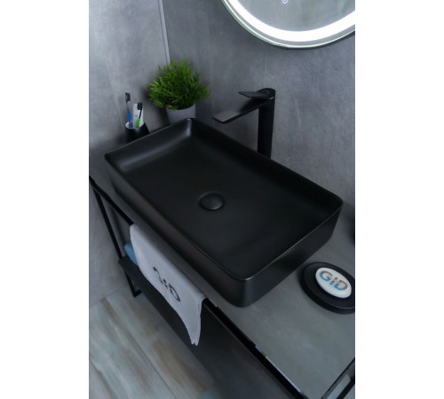 Раковина накладная Gid Bm9396 53344 черная матовая 60x34x11