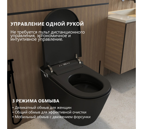 Унитаз-биде электронный ABBER Bequem AC1121SMB подвесной черный матовый