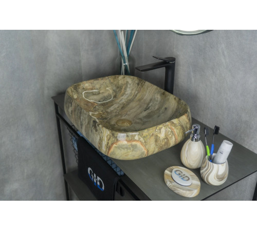 Раковина накладная Gid Mnc186 54423 под камень глянцевая 56x42x14