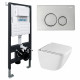 Унитаз подвесной ABBER Rechteck AC1220TC белый, с закрытым дном с инсталляцией AC0105 и кнопкой AC0121 хром глянцевый