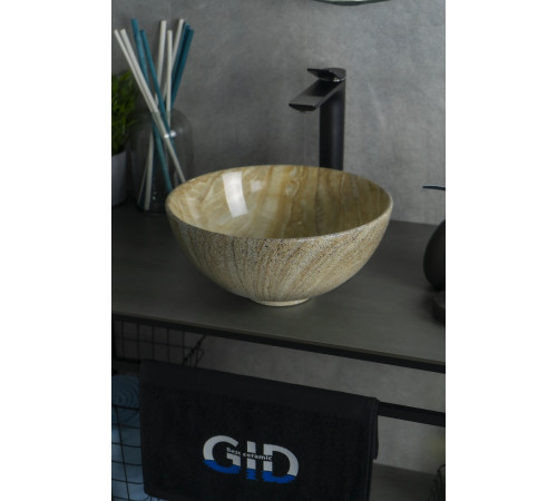 Раковина накладная Gid Mnc488 54436 под камень глянцевая 32x32x14