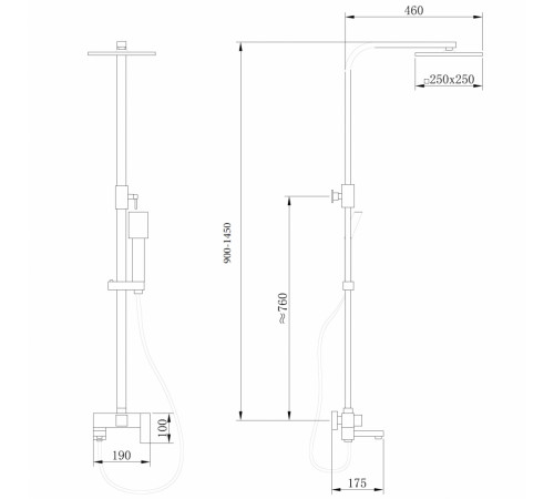 Стойка для душа ABBER Daheim AF8216L с изливом, хром