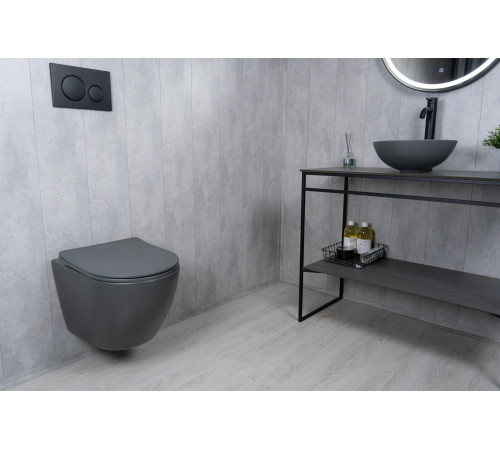 Раковина накладная Gid 9081gnm 53404 серая матовая 36x36x14
