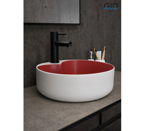 Раковина накладная Gid N9013LS 52237 красная матовая / белый графит 40x40x13
