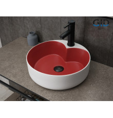 Раковина накладная Gid N9013LS 52237 красная матовая / белый графит 40x40x13