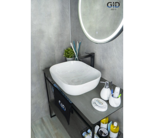 Раковина накладная Gid K397D9 53322 под камень глянцевая 50x40x14