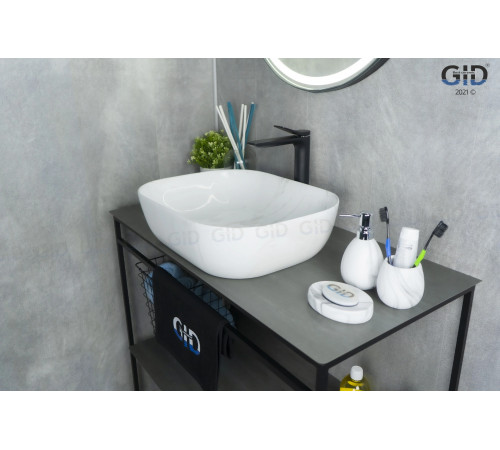 Раковина накладная Gid K397D9 53322 под камень глянцевая 50x40x14