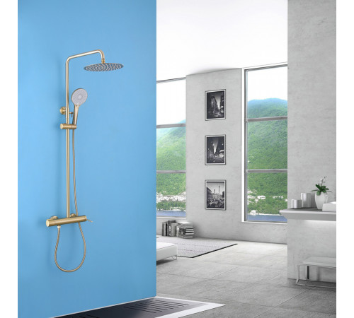 Стойка для душа ABBER Emotion AF8816GL с изливом, золото матовое