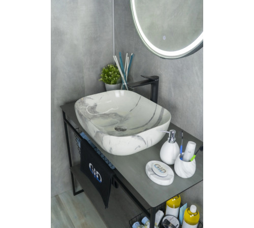 Раковина накладная Gid K397G125 54402 под камень глянцевая 50x40x14
