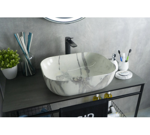 Раковина накладная Gid K397G125 54402 под камень глянцевая 50x40x14