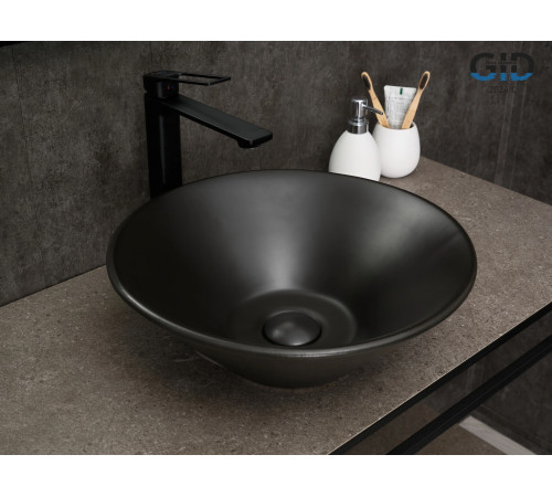 Раковина накладная Gid N9102bg 53383 черная графит 42x42x15