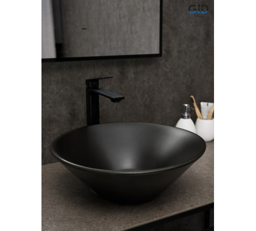 Раковина накладная Gid N9102bg 53383 черная графит 42x42x15