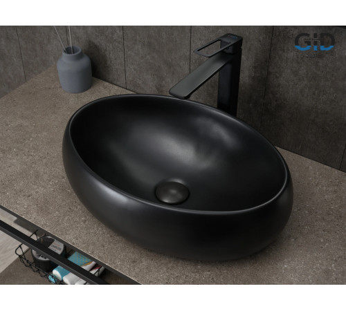 Раковина накладная Gid Bm9030b 53372 черная матовая 48x34x15