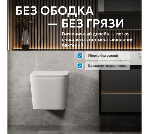Подвесной унитаз ABBER Rechteck AC1201MW белый матовый, безободковый