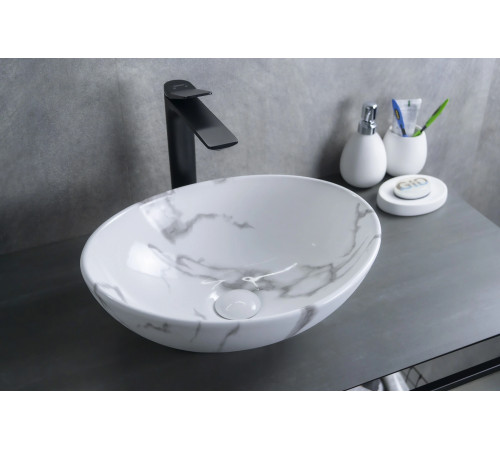 Раковина накладная Gid Mnc138C 54473 под камень глянцевая 41x34x15