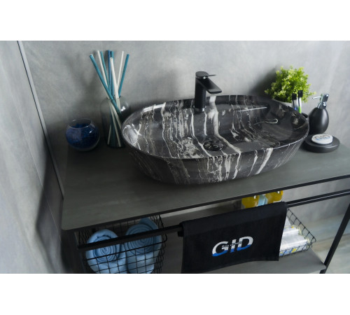 Раковина накладная Gid Bs1346 54466 под камень глянцевая 61x41x14