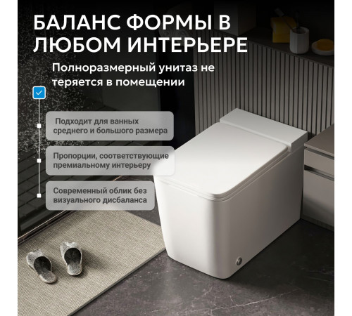 Приставной унитаз Abber Rechteck AC1212P белый с импульсным смывом