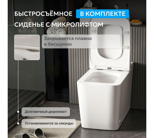 Приставной унитаз Abber Rechteck AC1212P белый с импульсным смывом