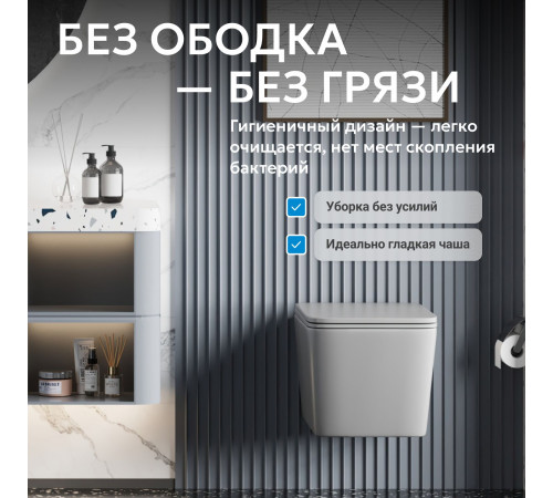 Подвесной унитаз ABBER Rechteck AC1201MG серый матовый, безободковый
